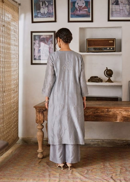 Grey chanderi Suit