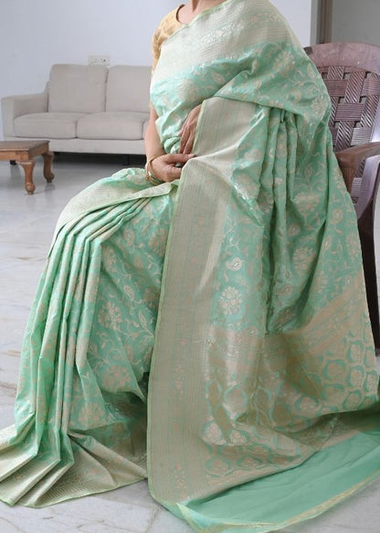 Seagreen Banarasi Silk Saree