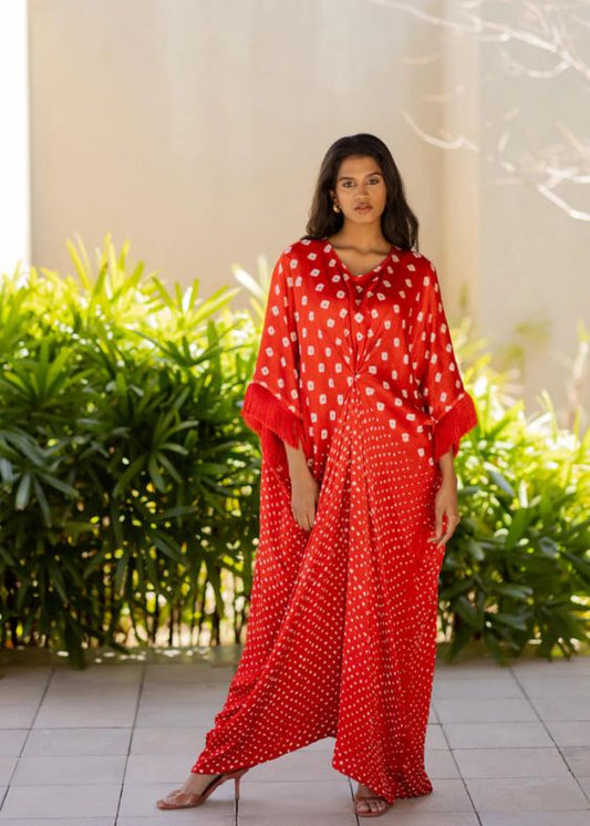 Red Fringe Kaftan