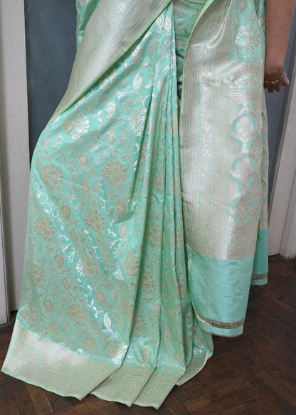 Seagreen Banarasi Silk Saree