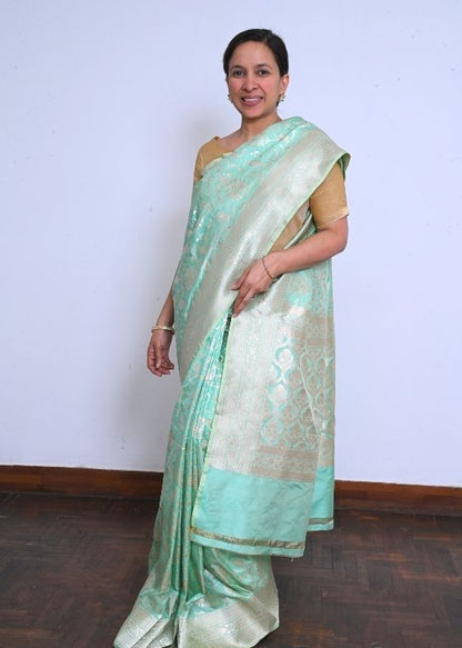 Seagreen Banarasi Silk Saree