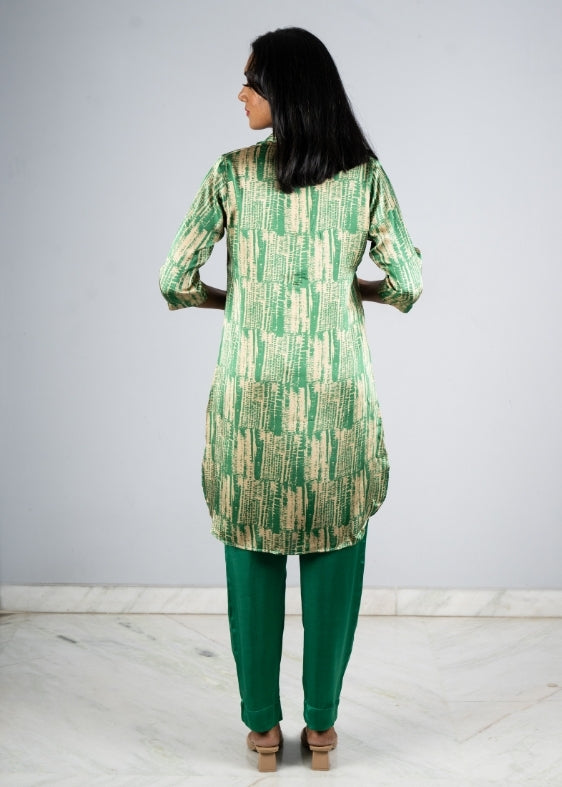 Green and Grey Modal Silk Tunic