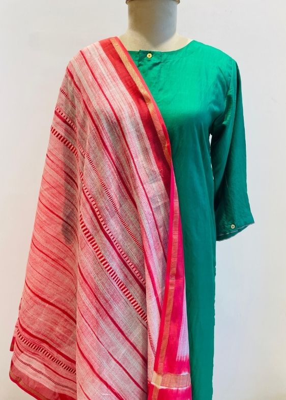 Pink Maheswari Shibori Dupatta