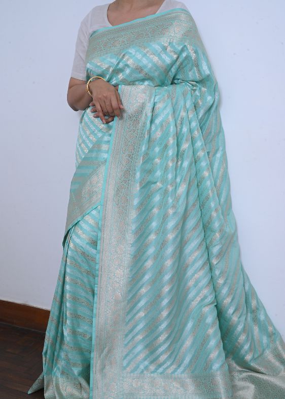 Blue Silk Banarasi Saree