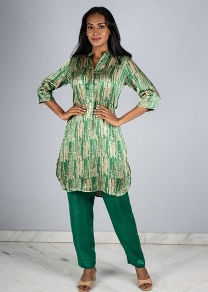 Green and Grey Modal Silk Tunic