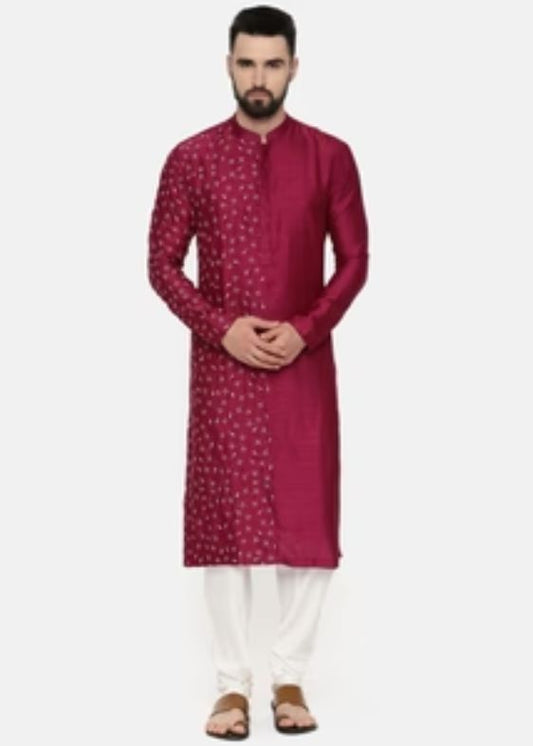 Wine hand embroidery kurta