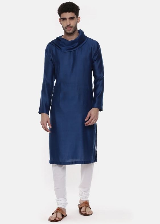 Blue Koul Linen Silk Kurta - MMK0397