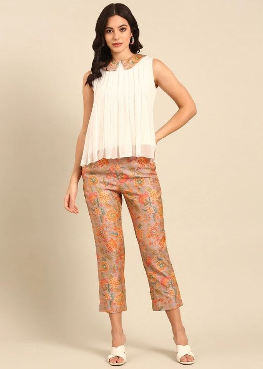 Pink Printed Silk Brocade Chanderi Pant-ASP068