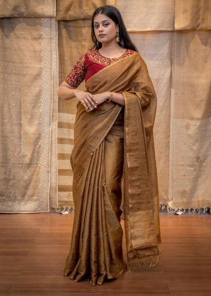 Gold Silk Tissue Saree