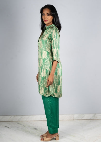 Green and Grey Modal Silk Tunic