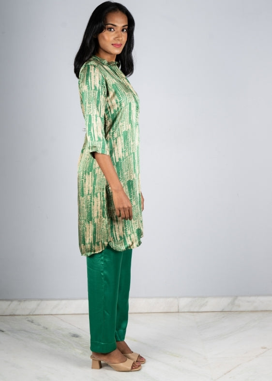 Green and Grey Modal Silk Tunic