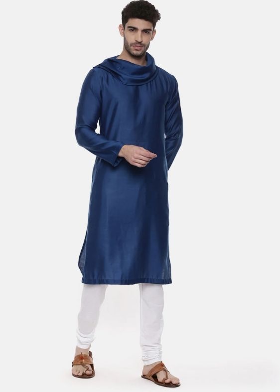 Blue Koul Linen Silk Kurta - MMK0397