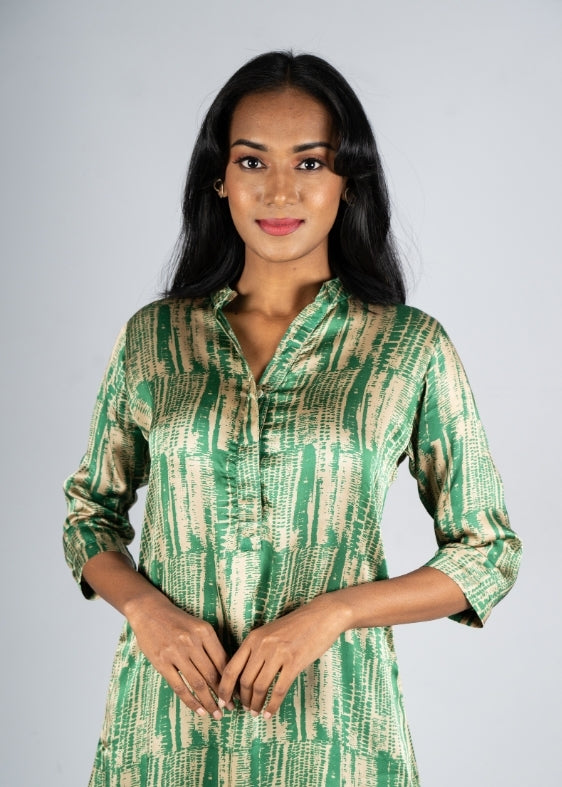 Green and Grey Modal Silk Tunic