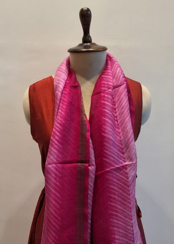 Pink Silk Kota Shibori Stole