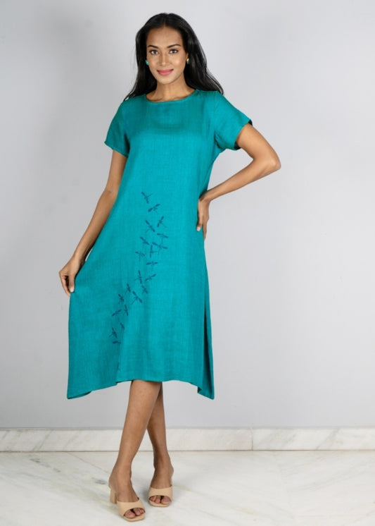 Green Cotton Dragon Fly Dress