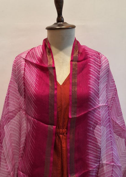 Pink Silk Kota Shibori Stole