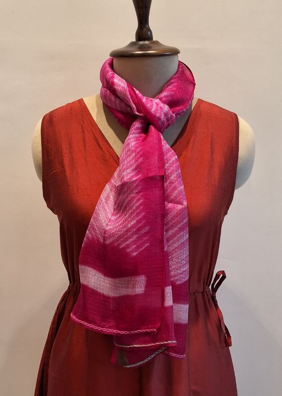 Pink Silk Kota Shibori Stole