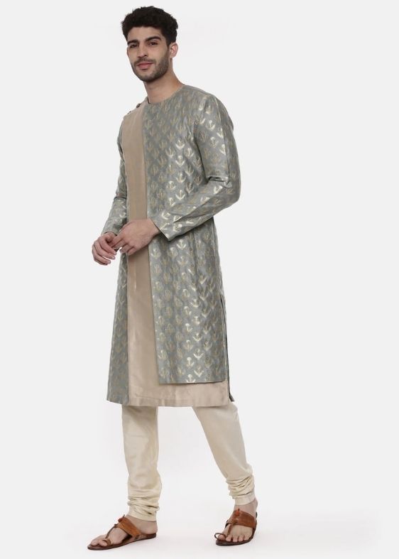 Banares Silk Brocade Green Kurta - MMK0461