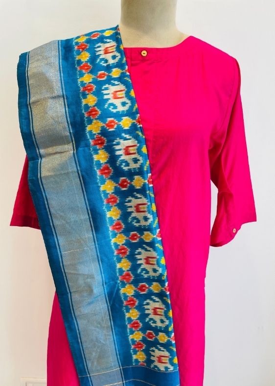 Blue Silk Ikat Dupatta