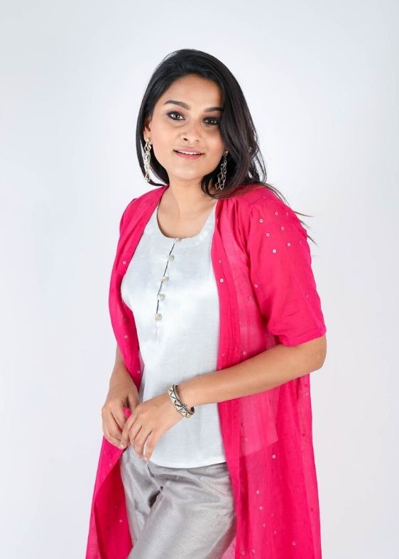 Pink Cotton Sequins overlay jacket