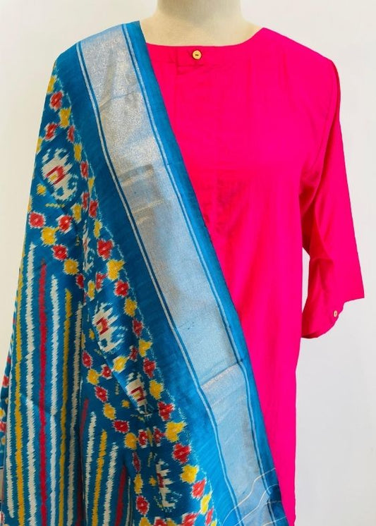 Blue Silk Ikat Dupatta