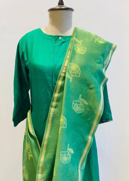 Green Maheswari Shibori Dupatta