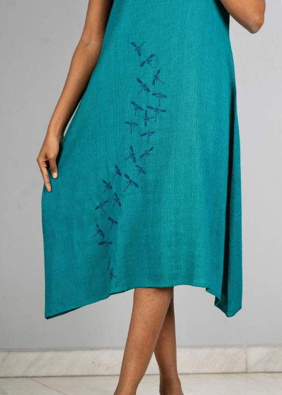 Green Cotton Dragon Fly Dress