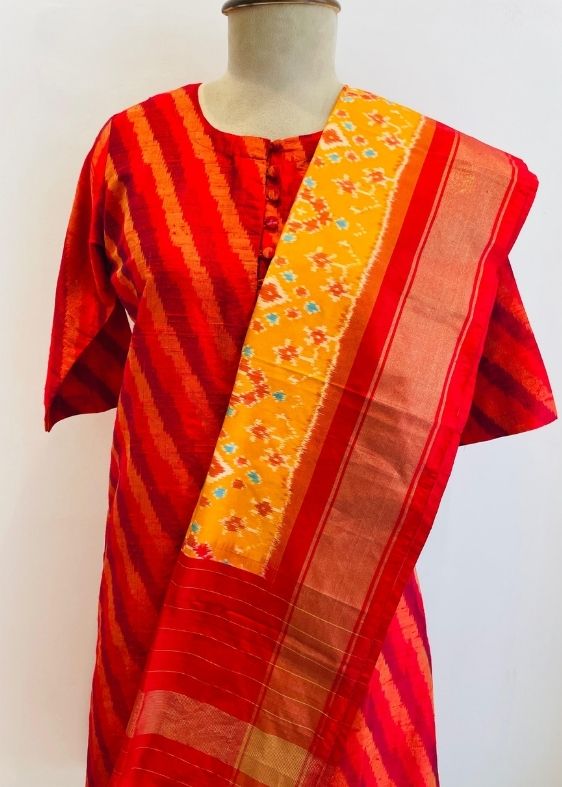 Yellow Silk Ikat Dupatta