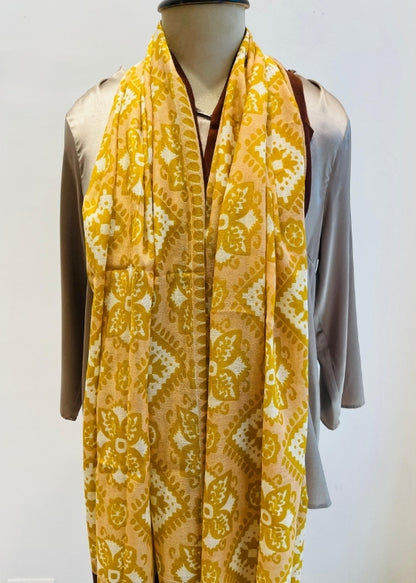 Brown And Mustard Oliver Square Silk Wool Stole