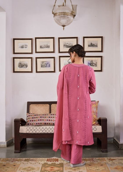 Wine chanderi suit