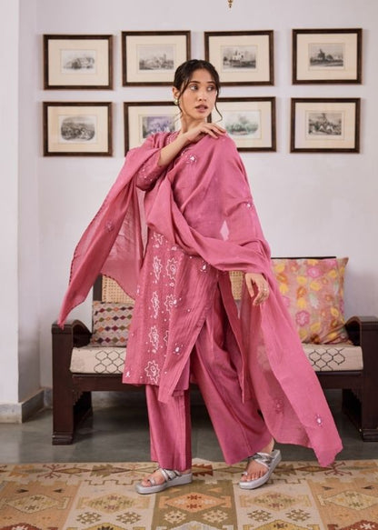 Wine chanderi suit