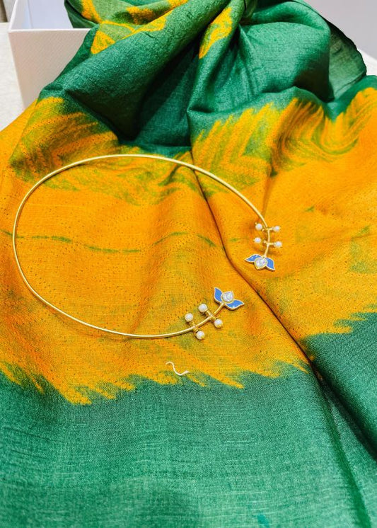 Green & Yellow Shibori Stole & Choker Gift Box