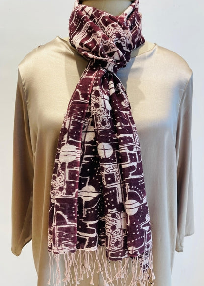 Multi printed silk wool stole