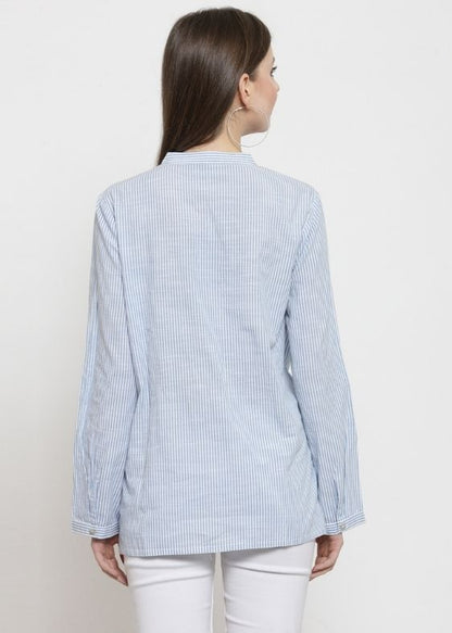 Blue Stripe Cotton Blouse