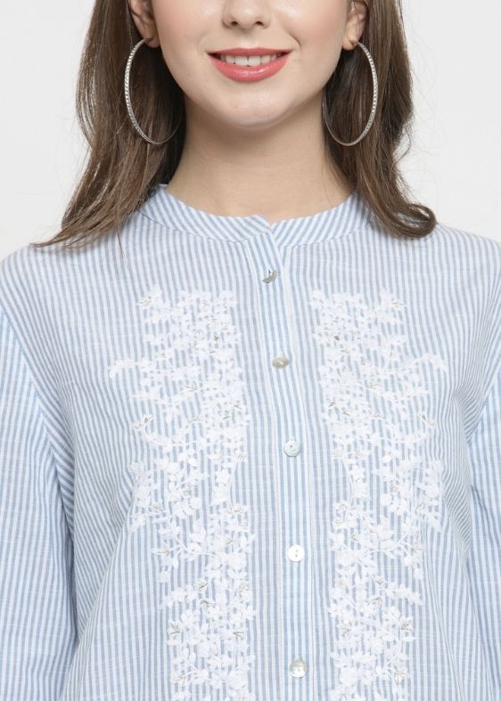 Blue Stripe Cotton Blouse