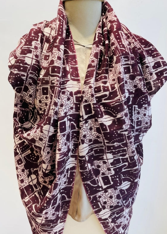 Multi printed silk wool stole