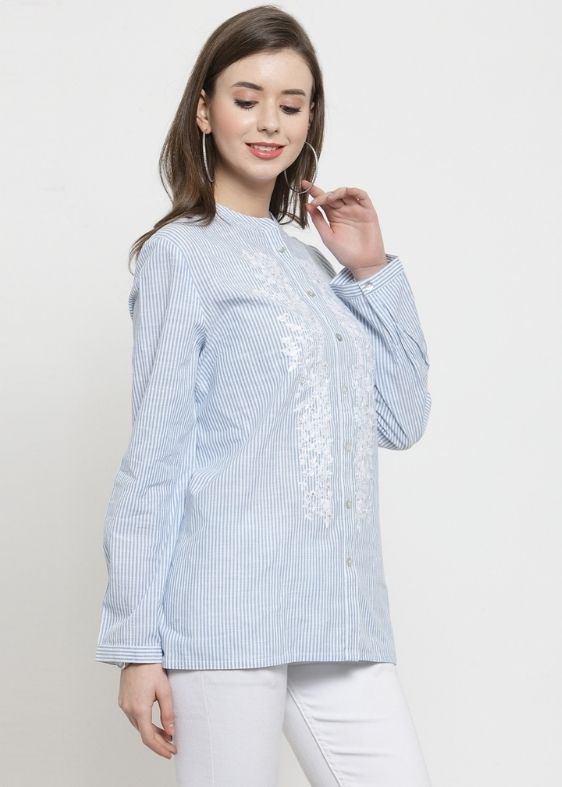 Blue Stripe Cotton Blouse