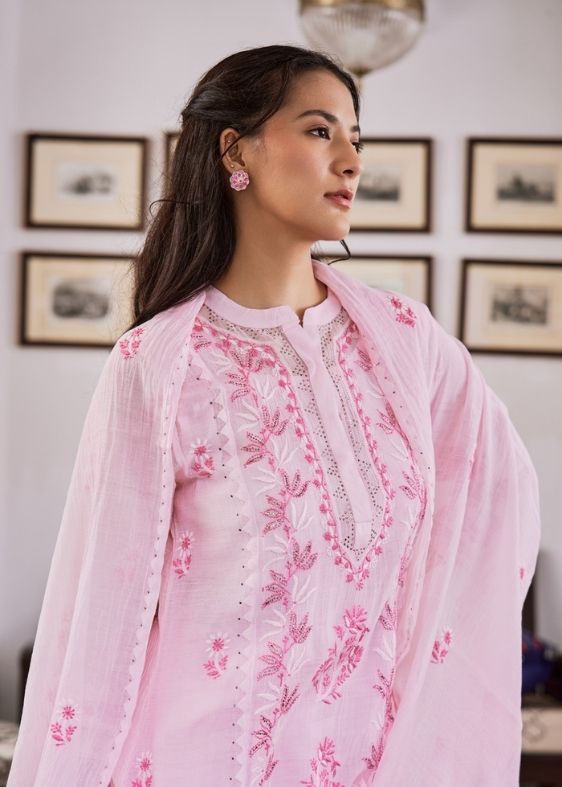 Pink Chanderi Suit