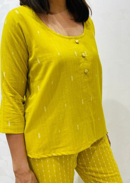 Lime yellow round neck top