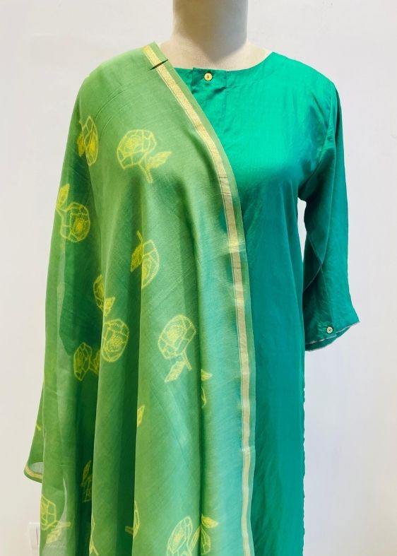 Green Maheswari Shibori Dupatta