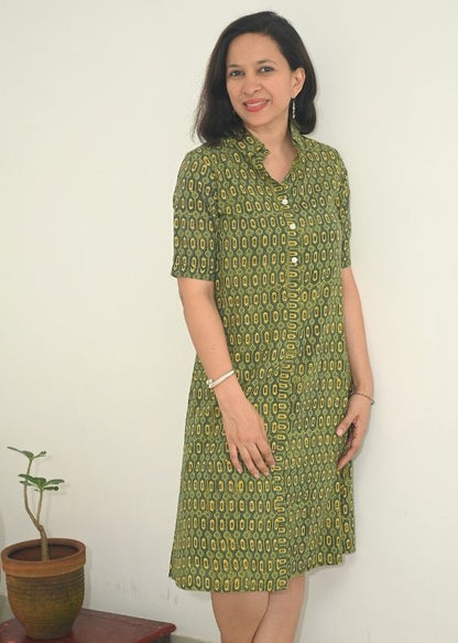 Green print dress