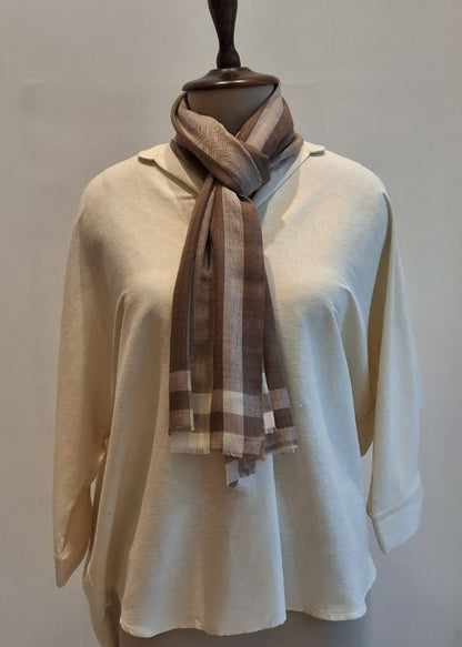 Brown and Beige checks Cashmersilk Stole