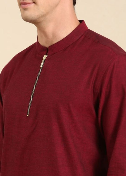 Maroon Malai Cotton Short Kurta - MMSK069