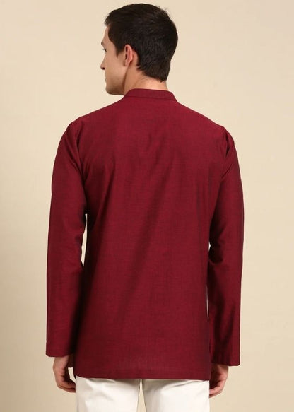 Maroon Malai Cotton Short Kurta - MMSK069