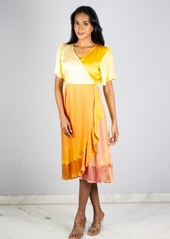 Yellow Shaded Modal Silk Dress