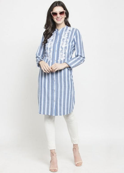 Blue stripes cotton blouse