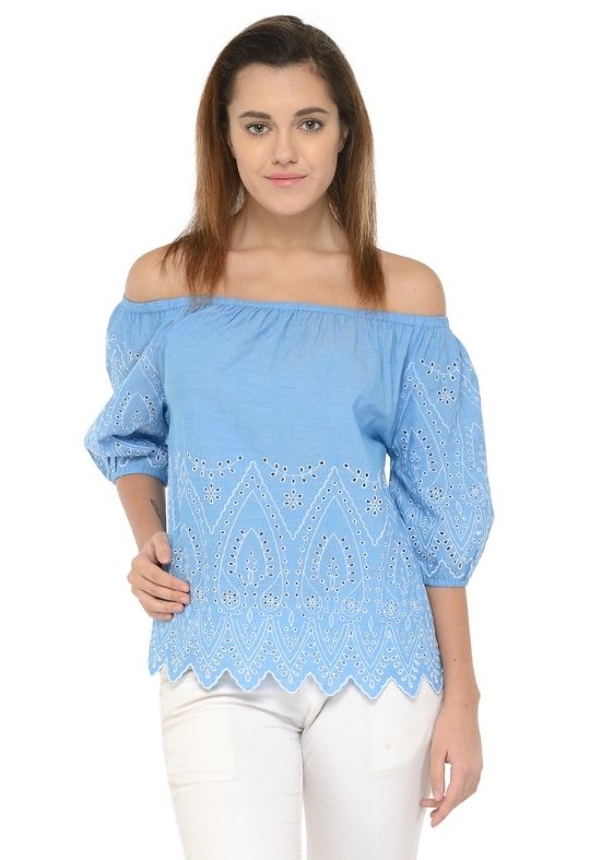 Blue cotton blouse