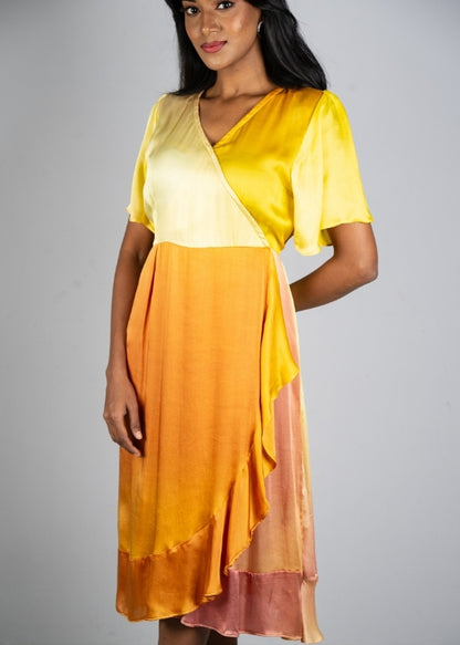 Yellow Shaded Modal Silk Dress