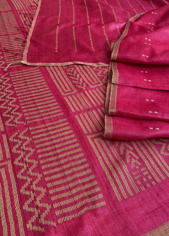 Baiga stripes Fushia saree