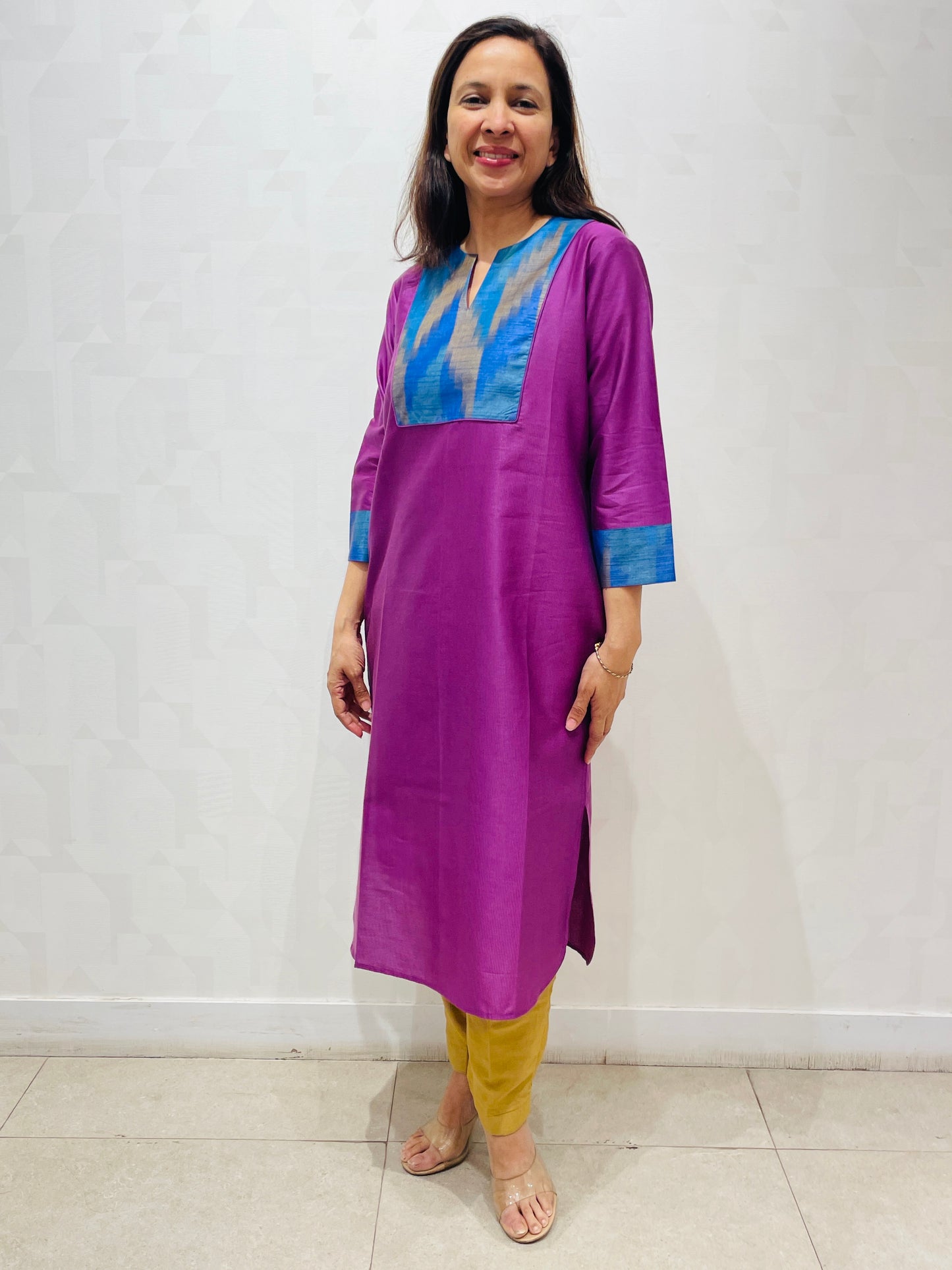 violet deepam neck long kurta